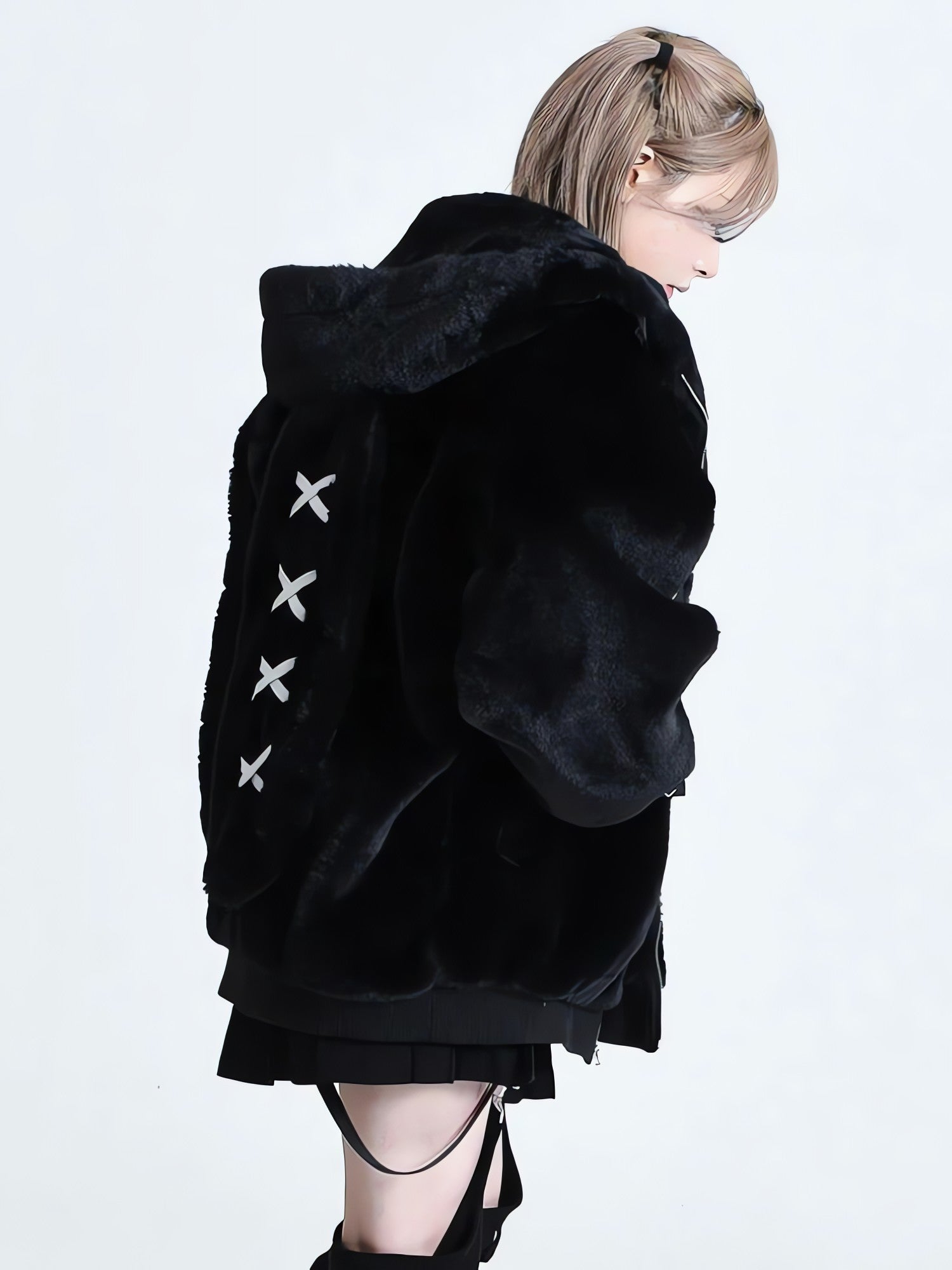 Grunge Rabbit Ear Plush Jacket - KAYSMAR