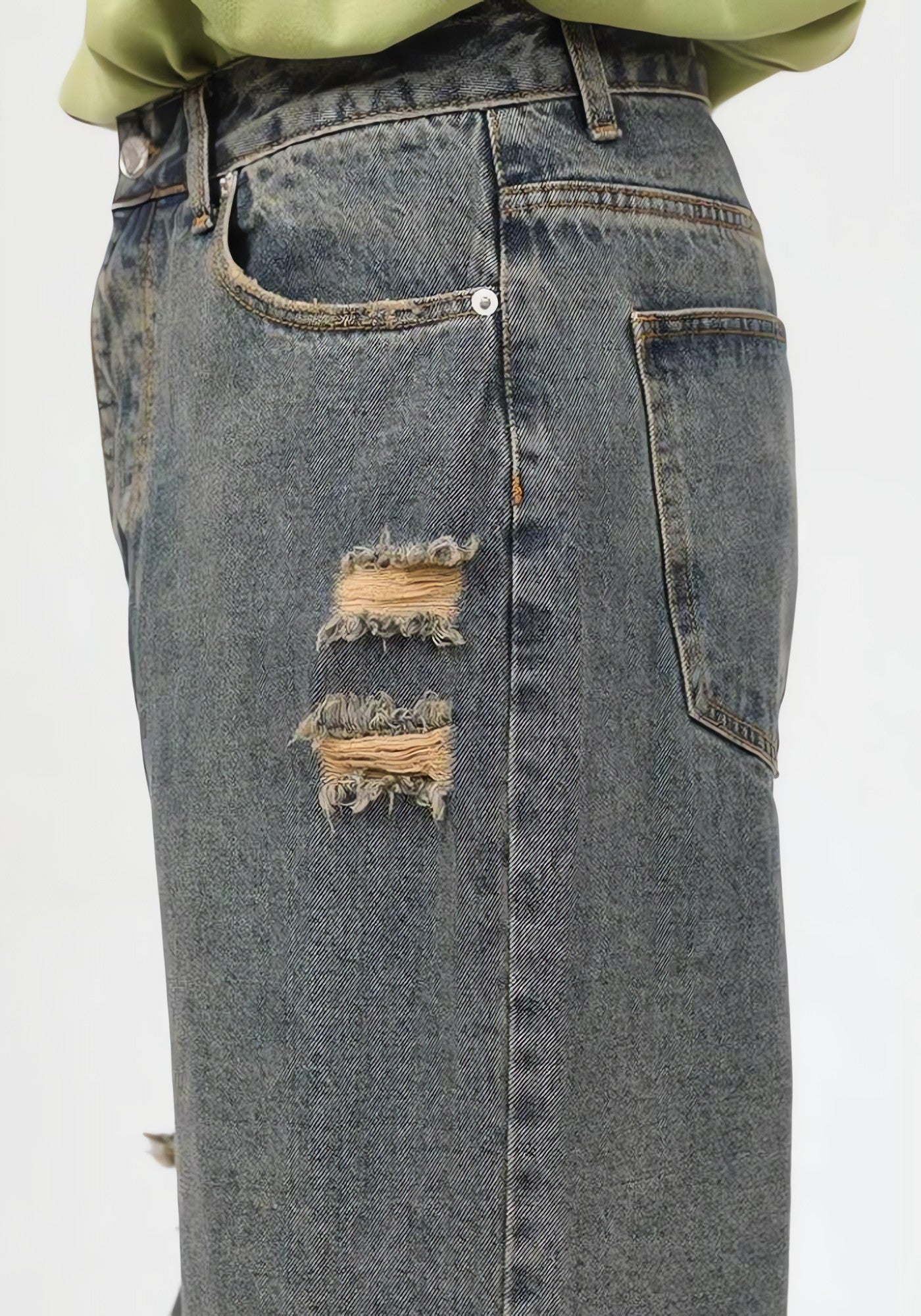 Grunge Ripped Straight Leg Jeans - KAYSMAR