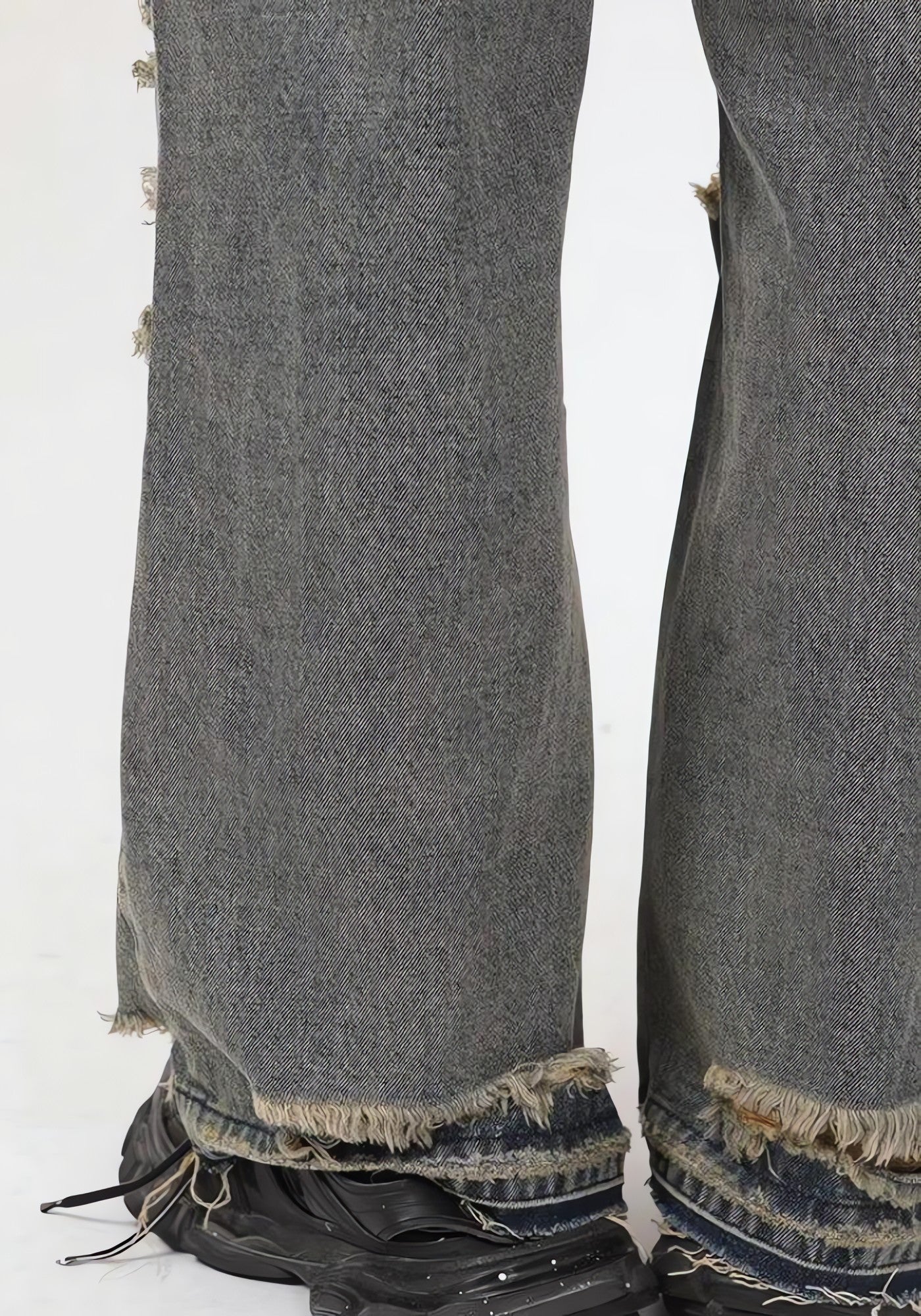 Grunge Ripped Straight Leg Jeans - KAYSMAR
