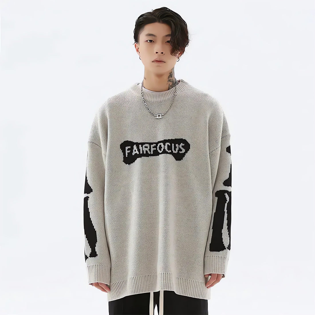 Grunge Skeleton Knitted Sweater - KAYSMAR