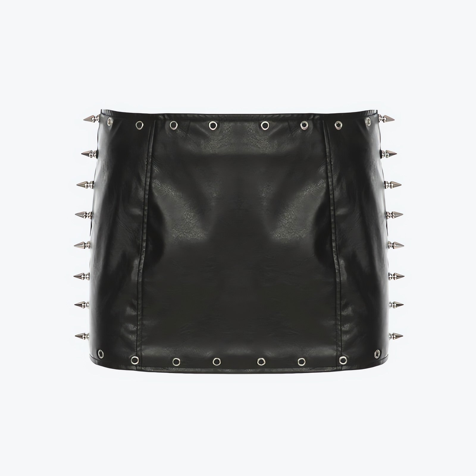 Grunge Spiked Faux Leather Mini Skirt