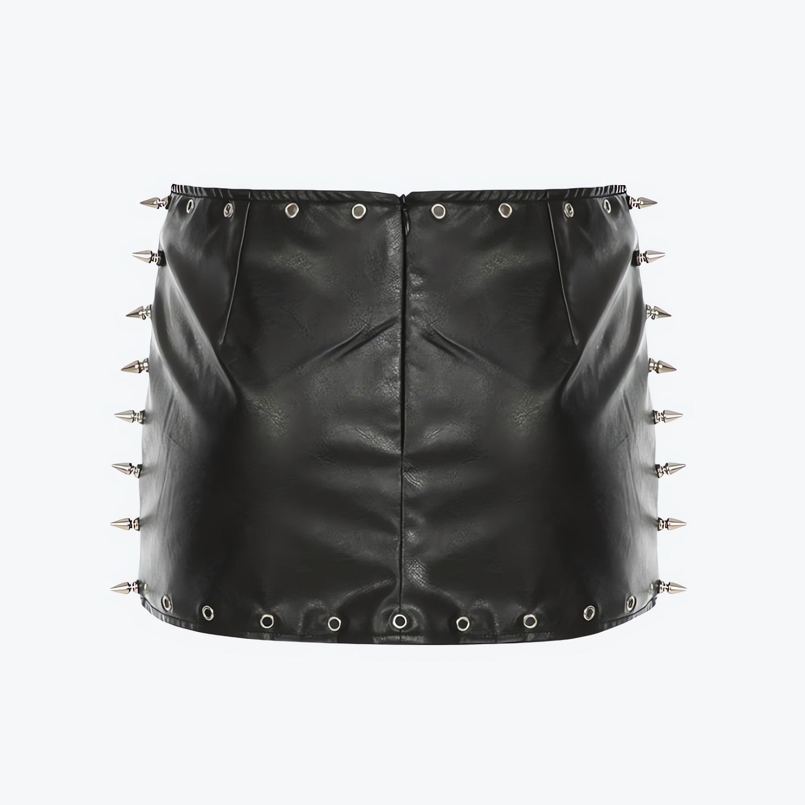 Grunge Spiked Faux Leather Mini Skirt