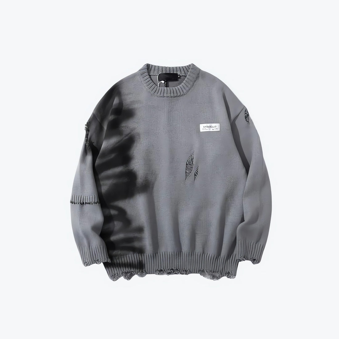 Grunge Spray Paint Distressed Knitted Sweater - KAYSMAR