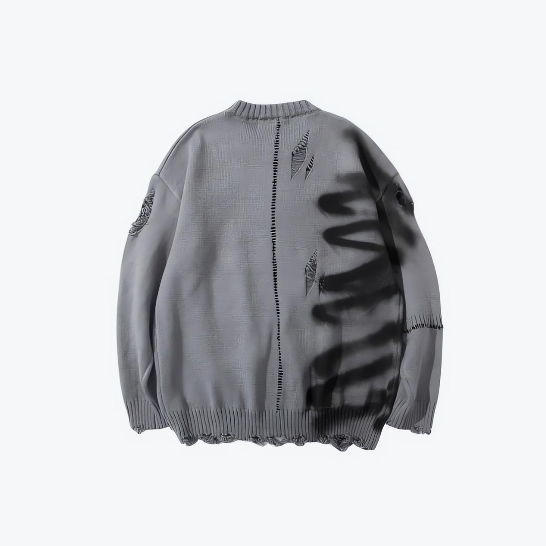 Grunge Spray Paint Distressed Knitted Sweater - KAYSMAR