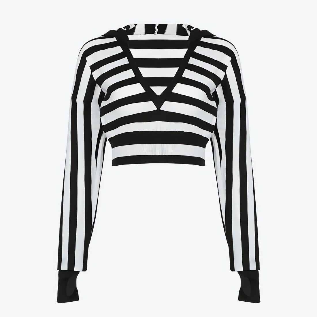 Grunge Striped Hooded Crop Top