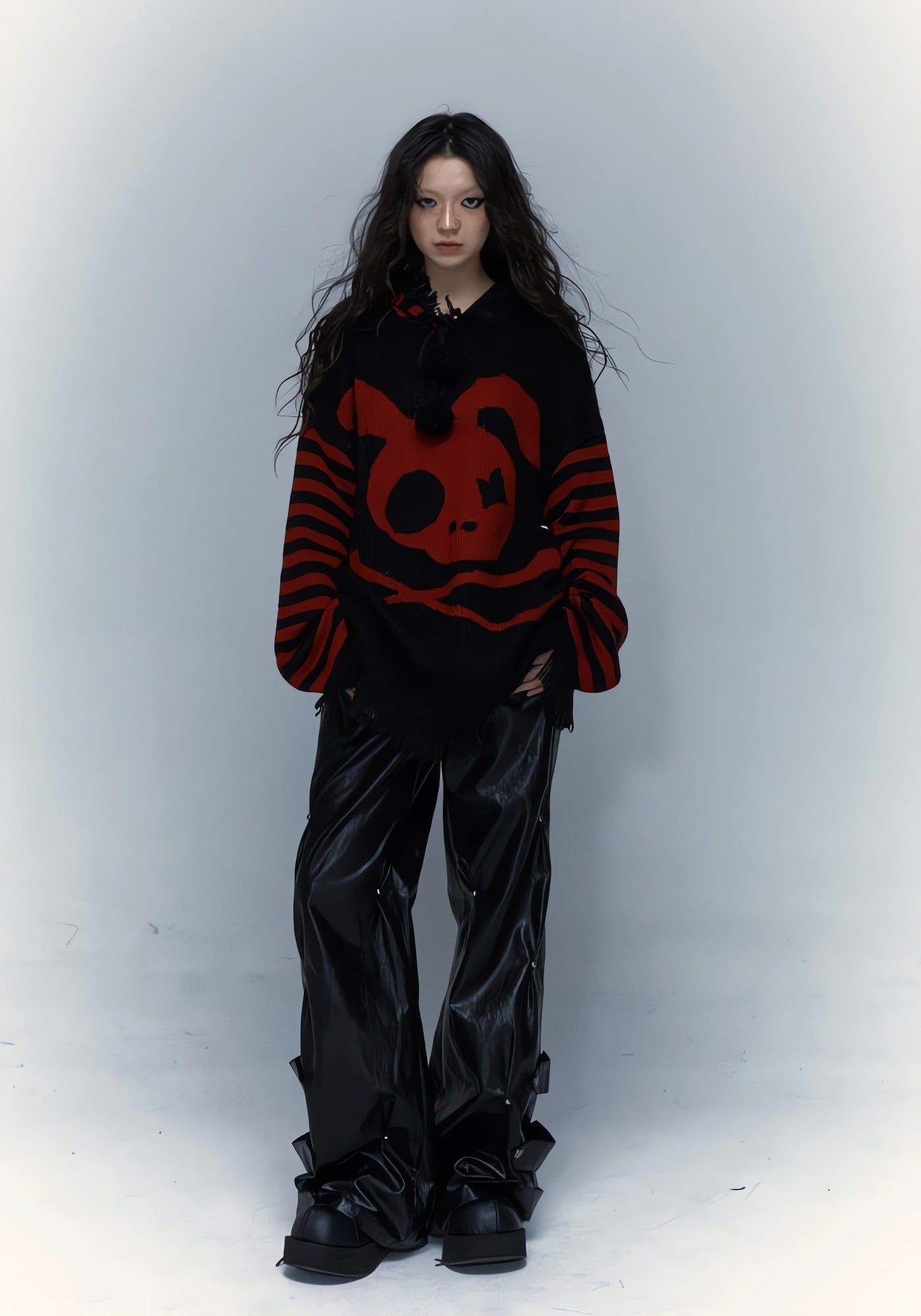 Grunge Tasseled Hooded Sweater - KAYSMAR