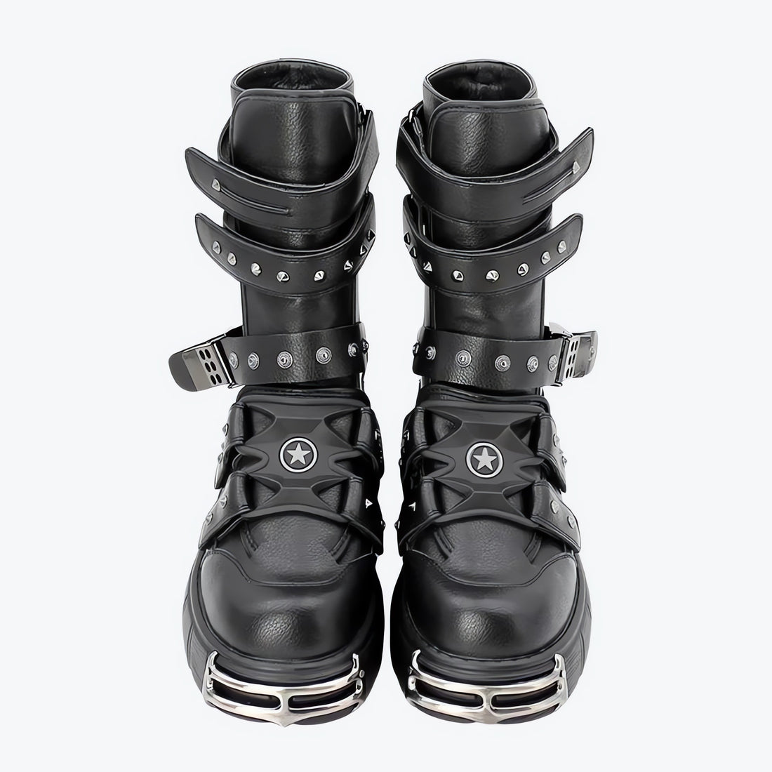 Grunge Velcro Straps Chunky Platform Boots - KAYSMAR