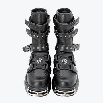 Grunge Velcro Straps Chunky Platform Boots - KAYSMAR