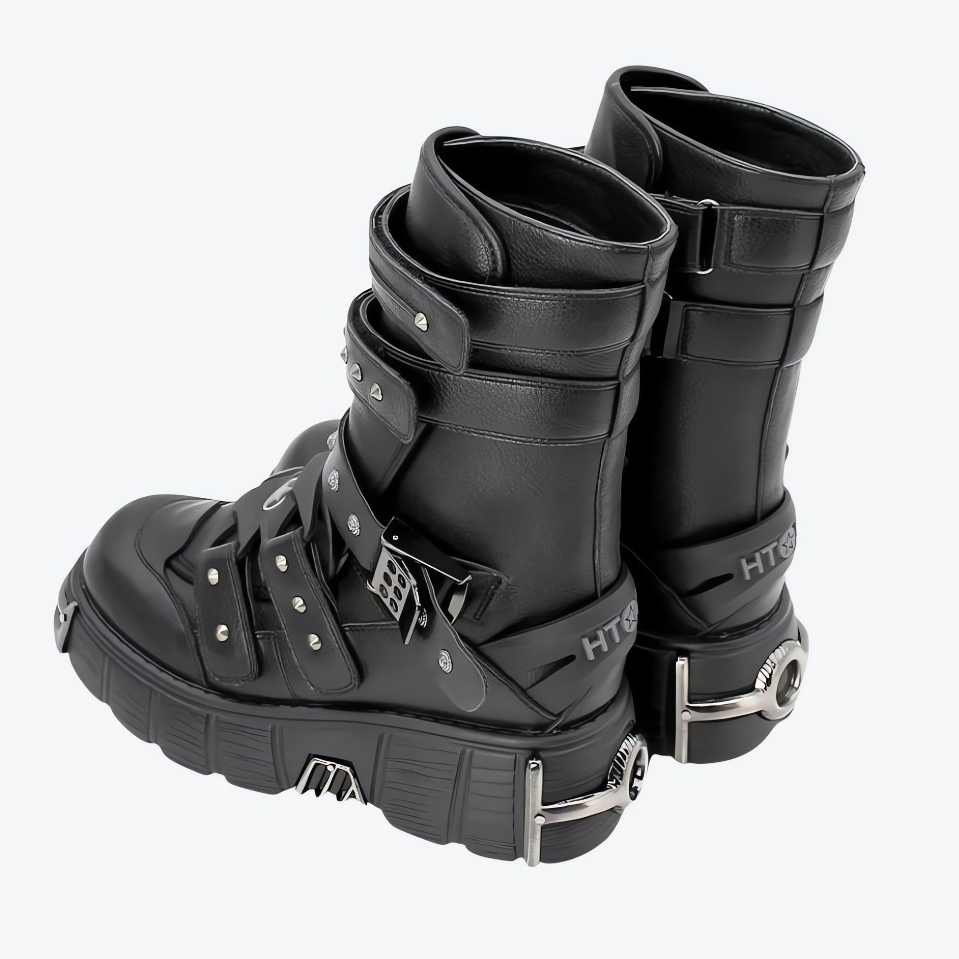 Grunge Velcro Straps Chunky Platform Boots - KAYSMAR