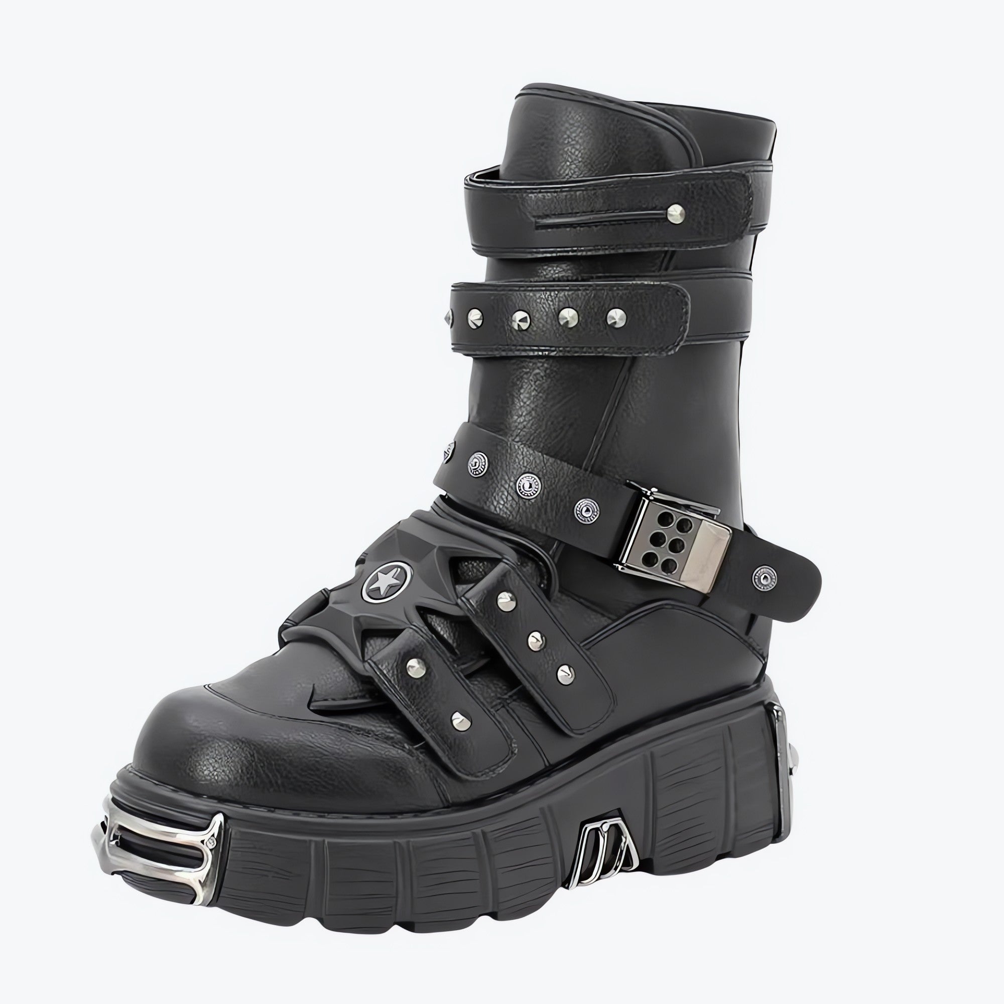 Grunge Velcro Straps Chunky Platform Boots - KAYSMAR