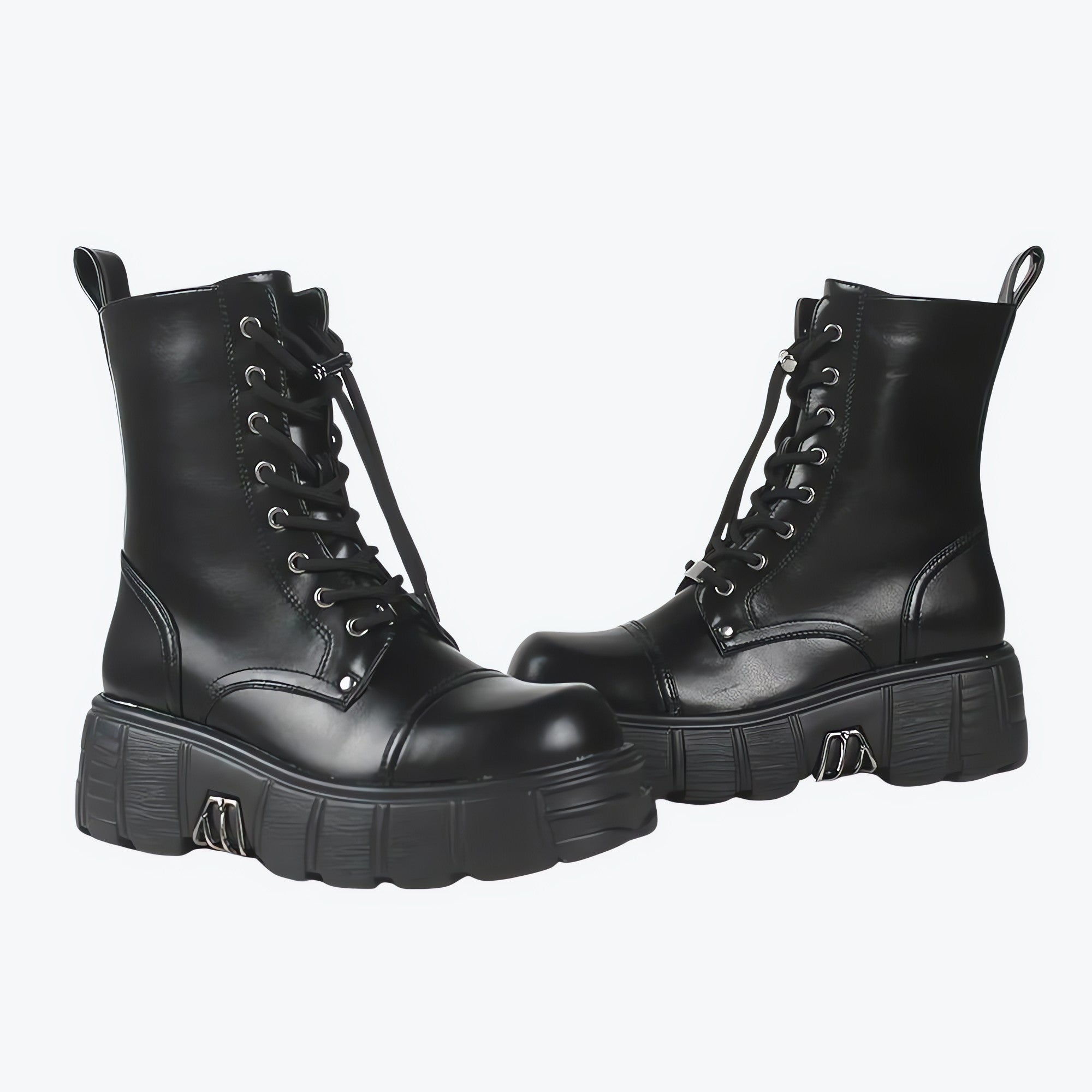 Grunge Zip-Up Platform Combat Boots - KAYSMAR