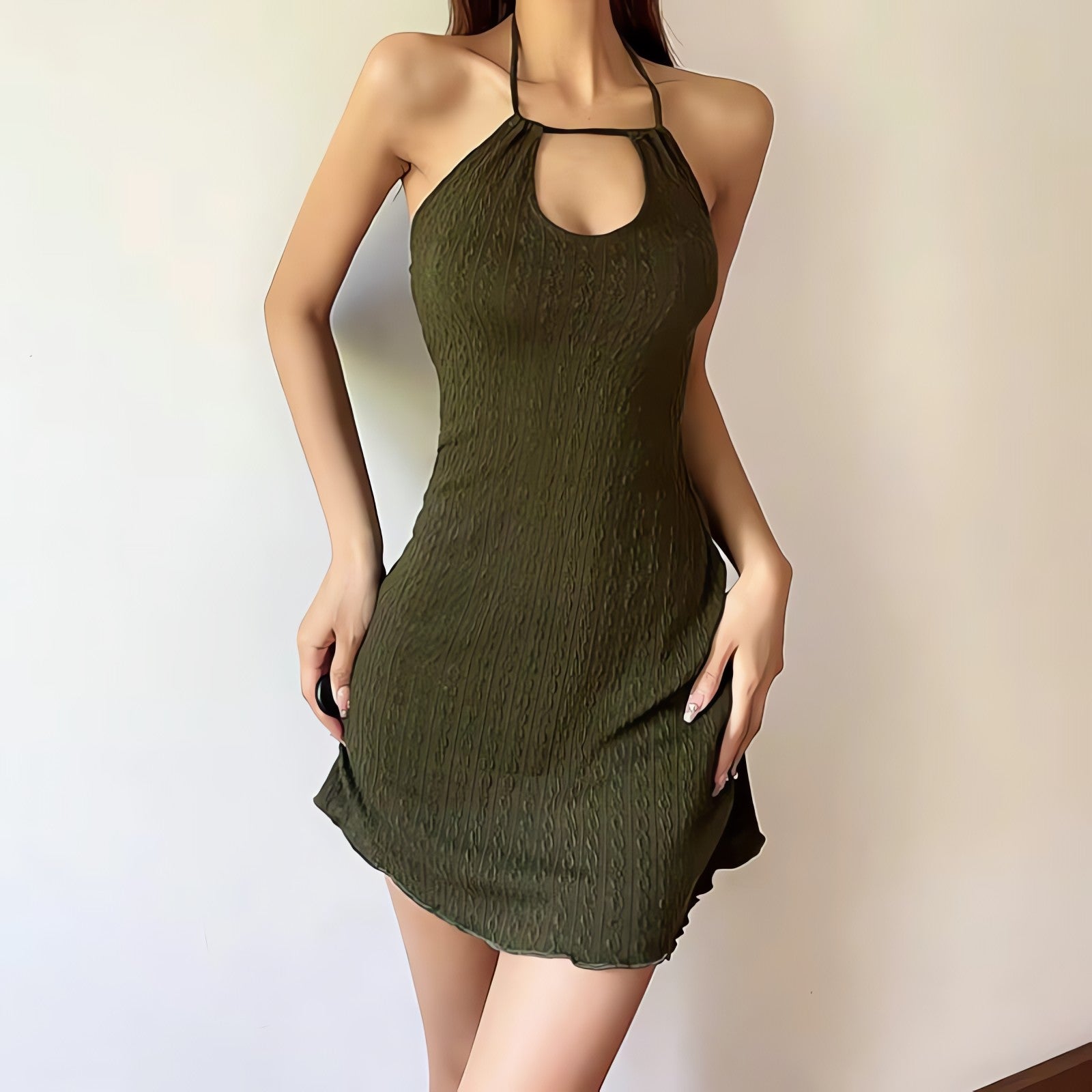 Halter Neck Knitted Mini Dress