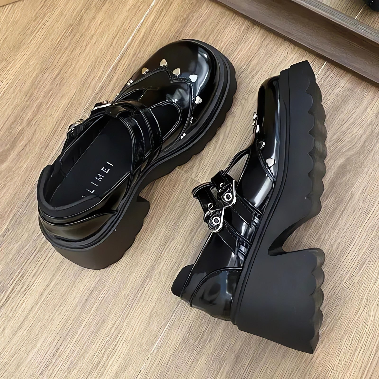 Heart Buckled Platform Mary Jane Shoes - KAYSMAR