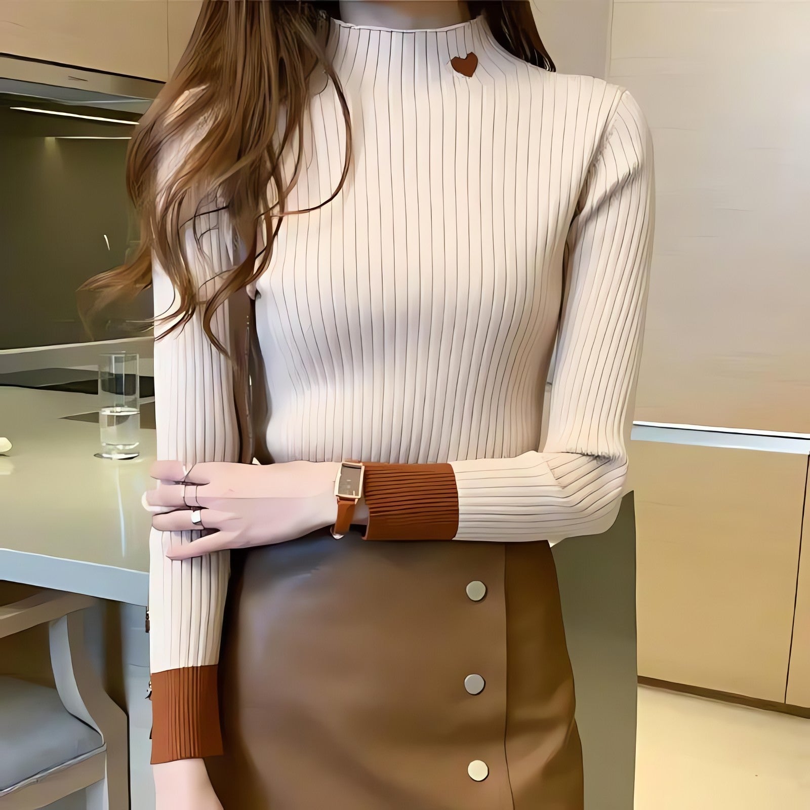 Heart Embroidered Corduroy Top - KAYSMAR