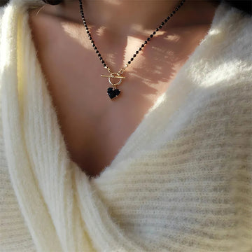 Heart Toggle Clasp Beaded Necklace