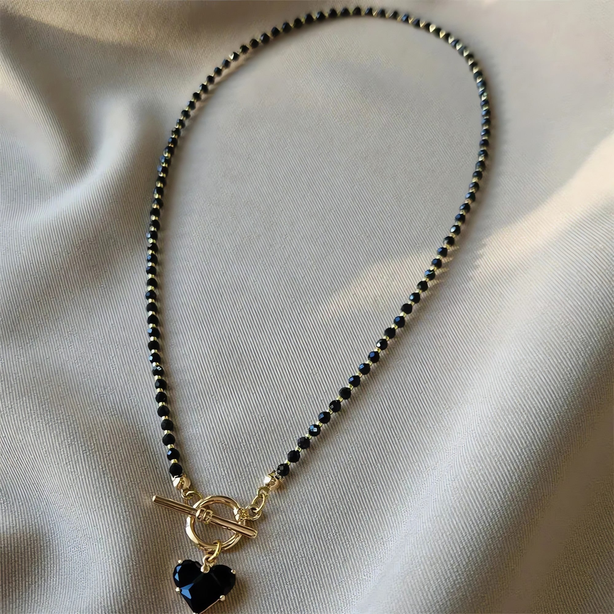 Heart Toggle Clasp Beaded Necklace
