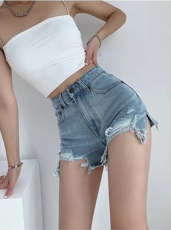 High Waist Extra Distressed Jean Shorts - KAYSMAR