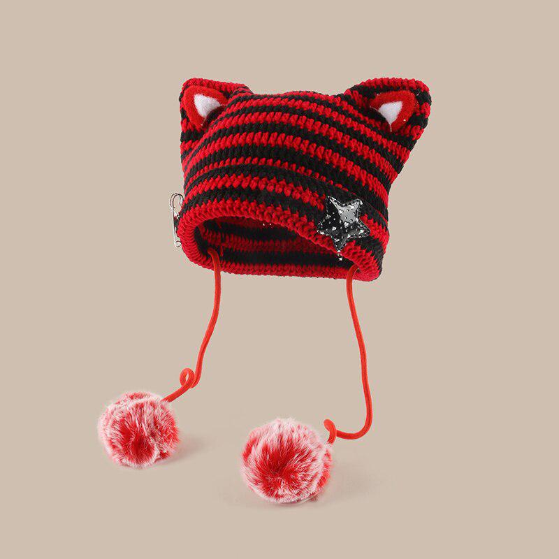 Kawaii Cat Ear Pom-Pom Beanie - KAYSMAR