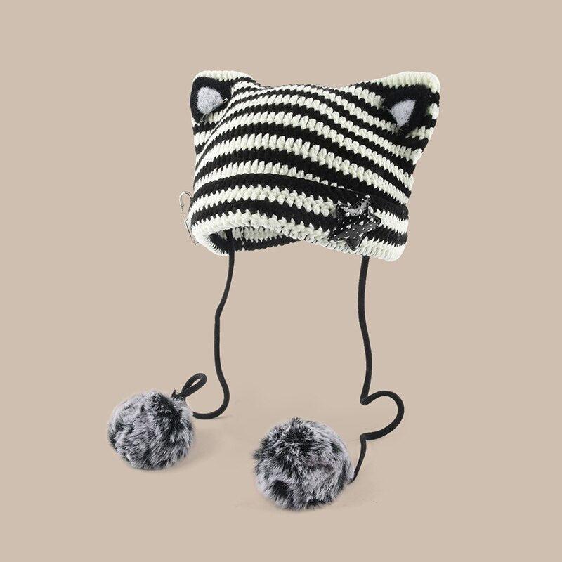 Kawaii Cat Ear Pom-Pom Beanie - KAYSMAR