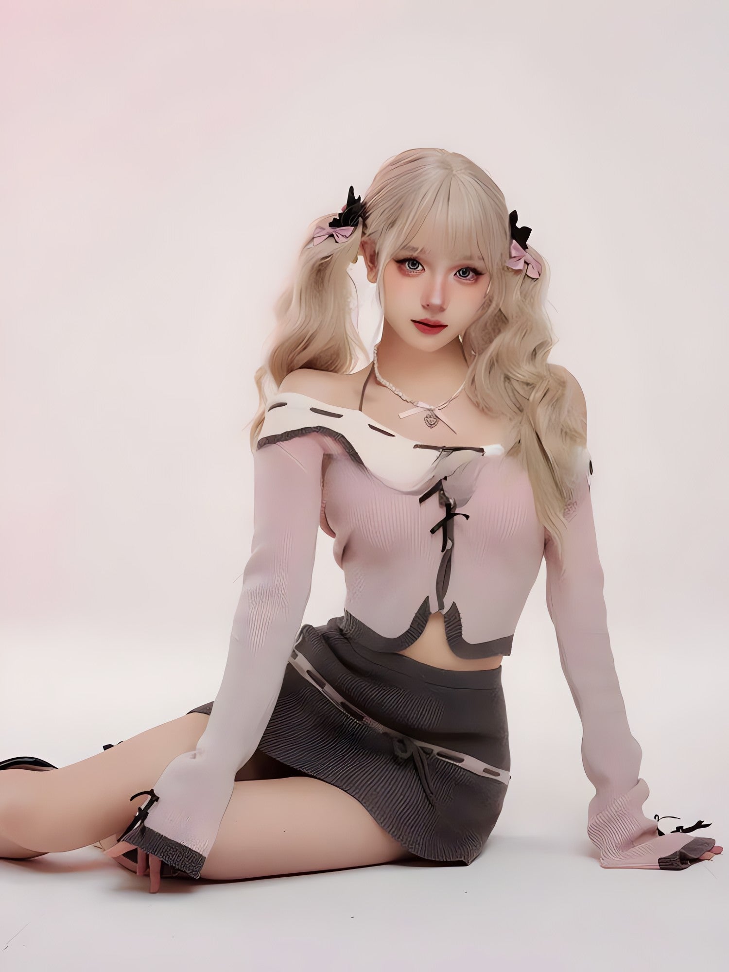 Kawaii Corduroy Knitted Two Piece Set - KAYSMAR