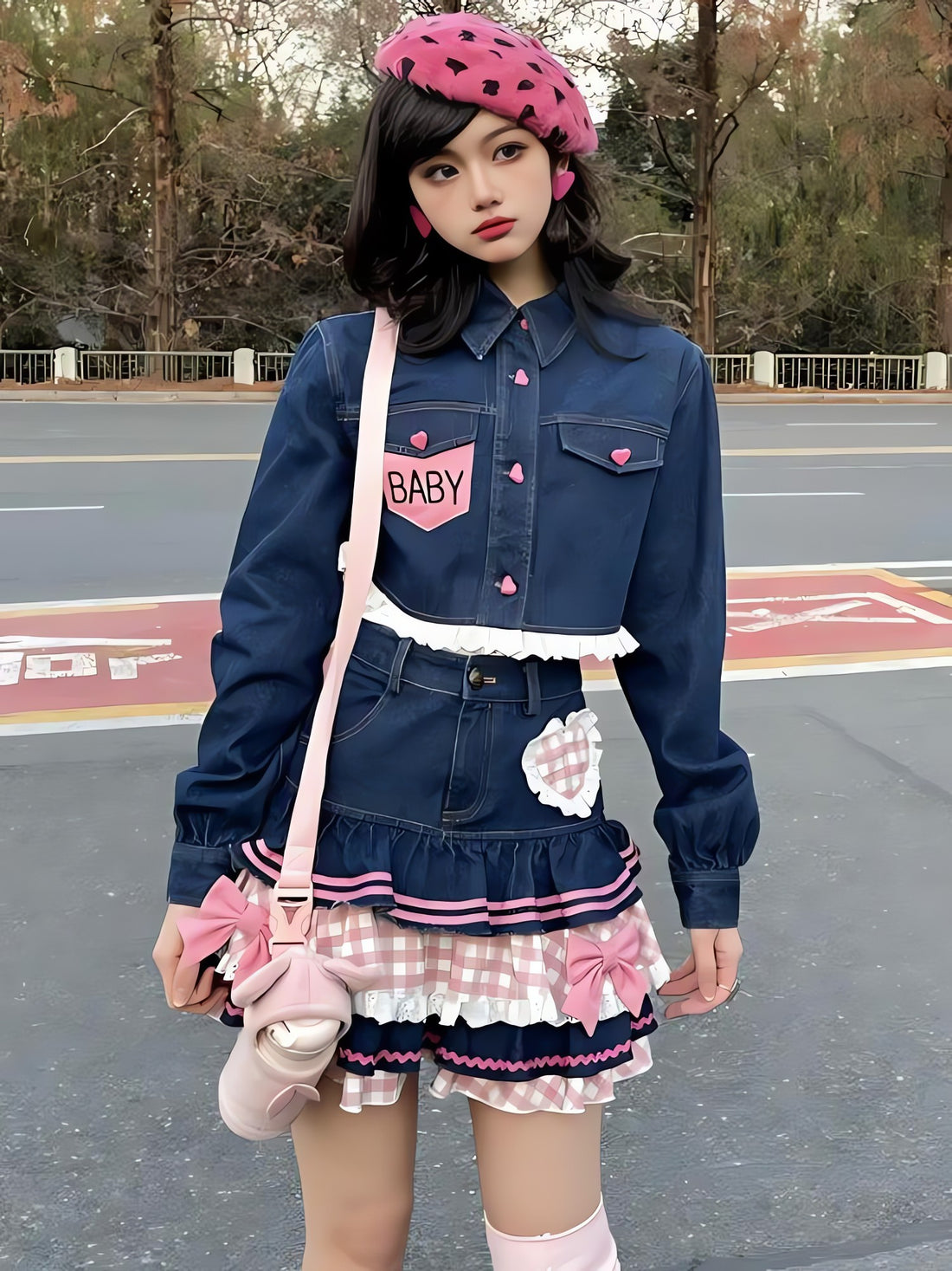 Kawaii Layered Denim Mini Skirt - KAYSMAR