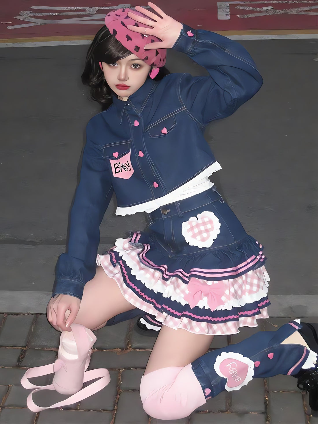 Kawaii Layered Denim Mini Skirt - KAYSMAR