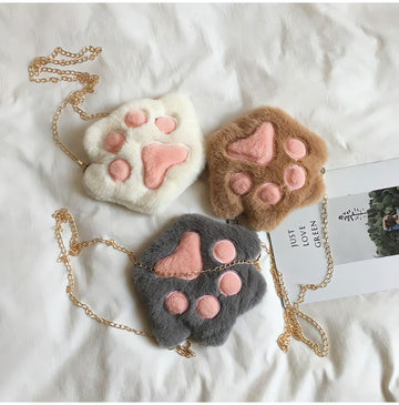 Kawaii Plush Paw Crossbody Bag - KAYSMAR