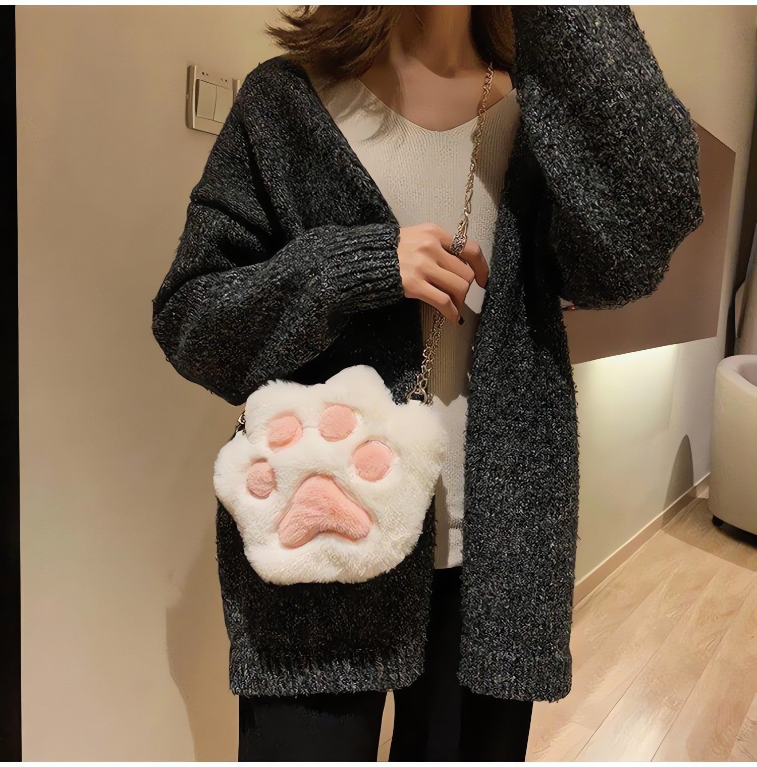 Kawaii Plush Paw Crossbody Bag - KAYSMAR