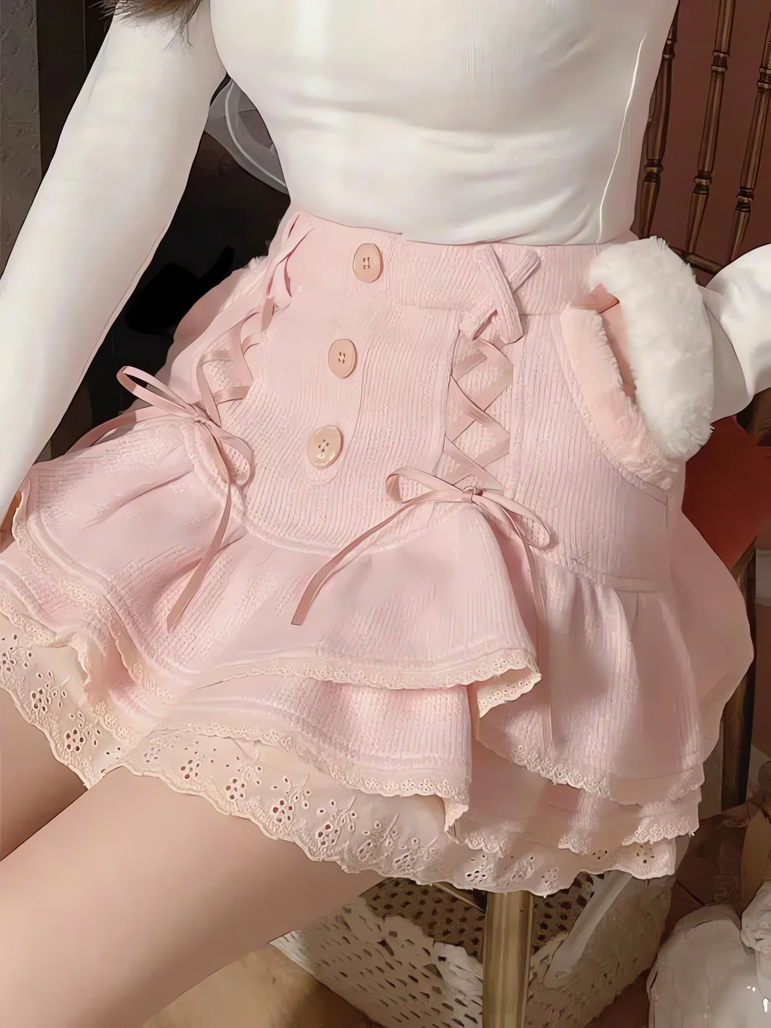 Kawaii Ruffled Layered Lace Mini Skirt - KAYSMAR