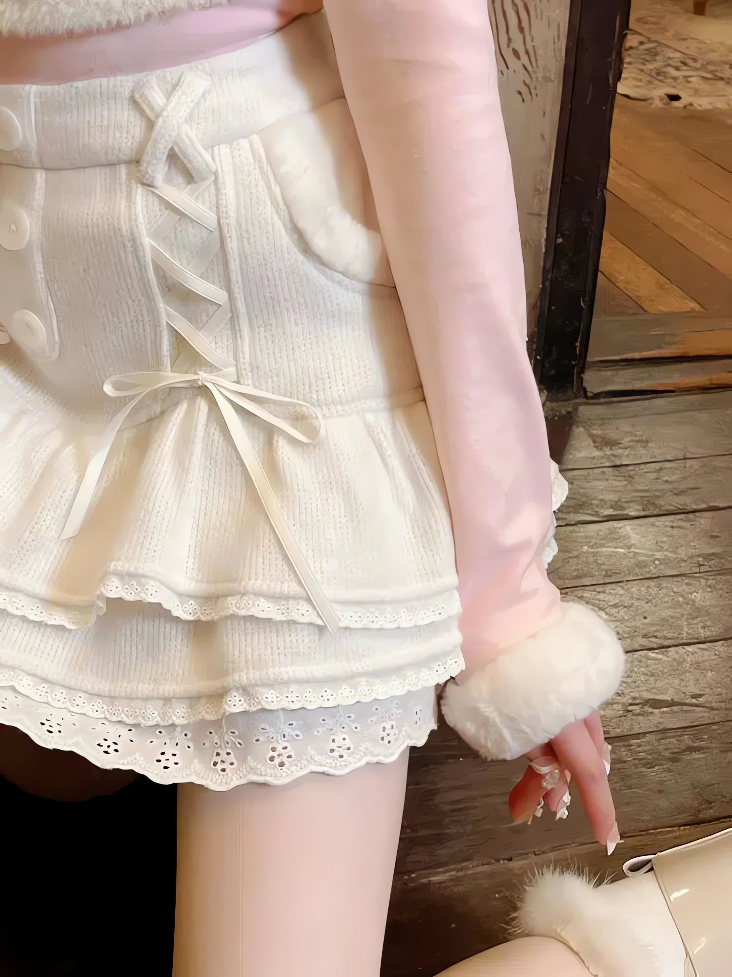 Kawaii Ruffled Layered Lace Mini Skirt - KAYSMAR