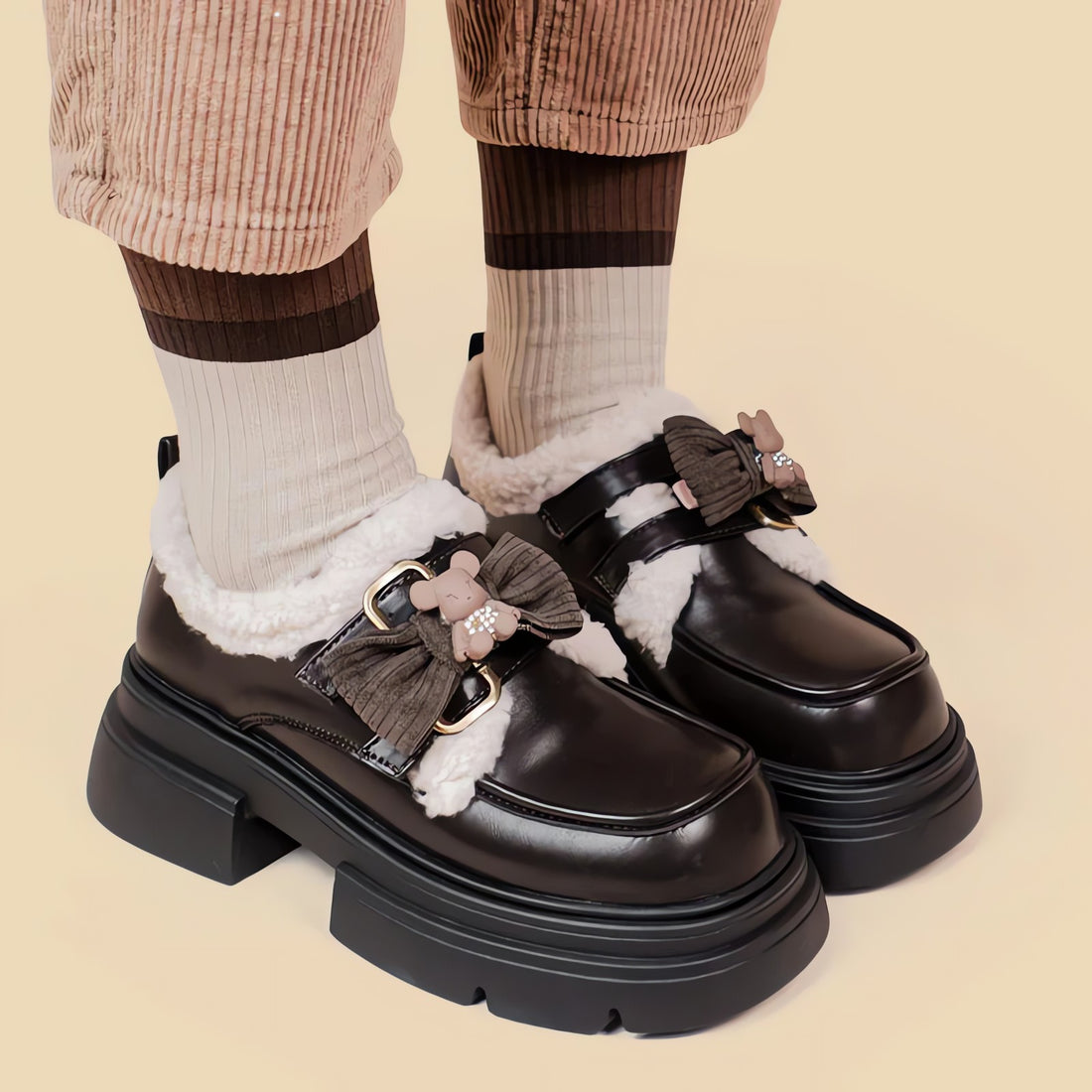 Kawaii Teddy Bear Platform Oxford Shoes - KAYSMAR
