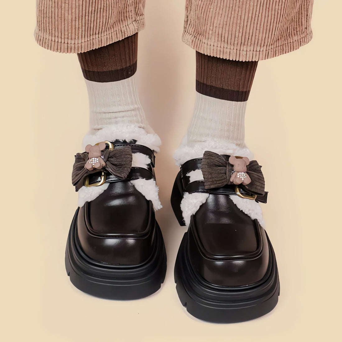 Kawaii Teddy Bear Platform Oxford Shoes - KAYSMAR