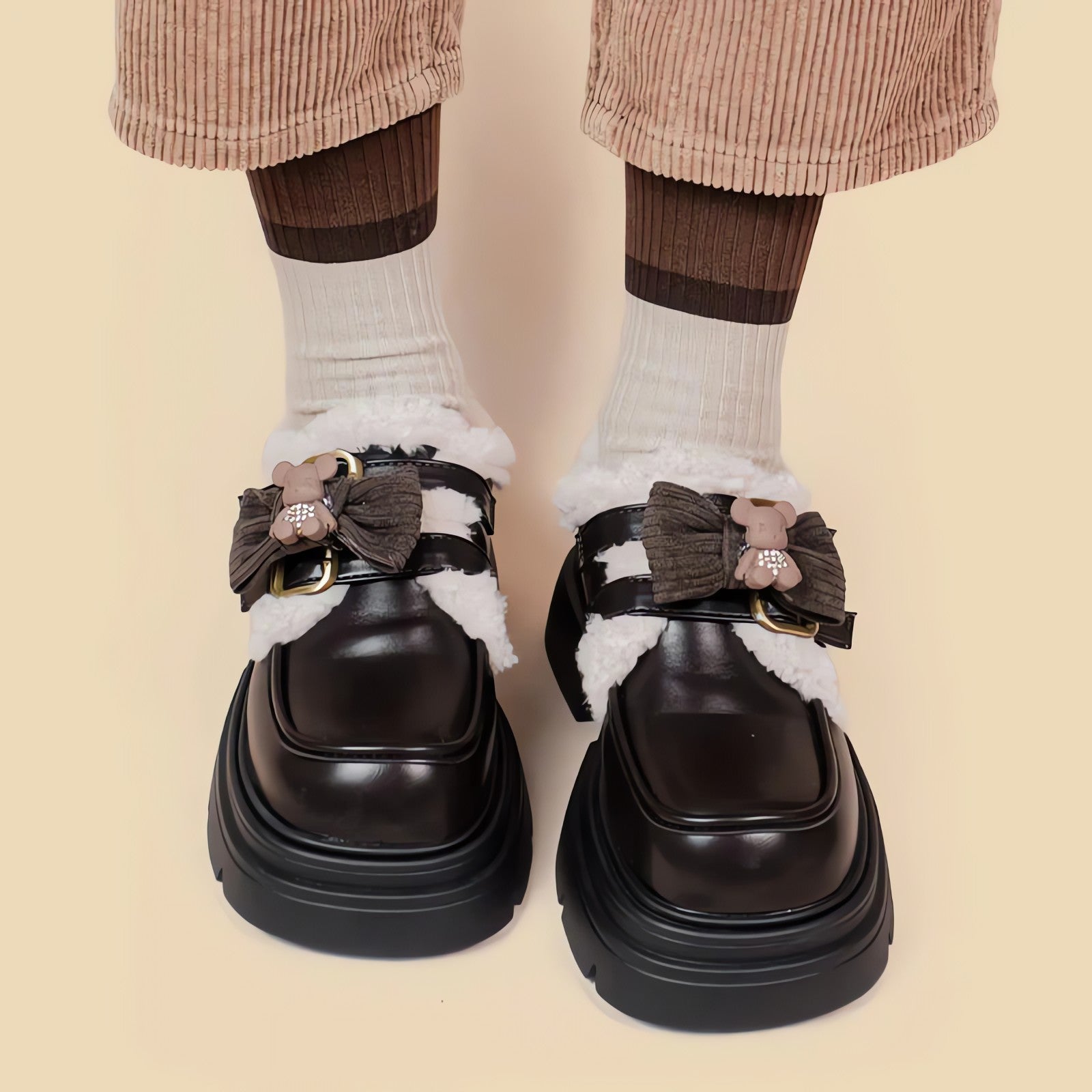 Kawaii Teddy Bear Platform Oxford Shoes - KAYSMAR