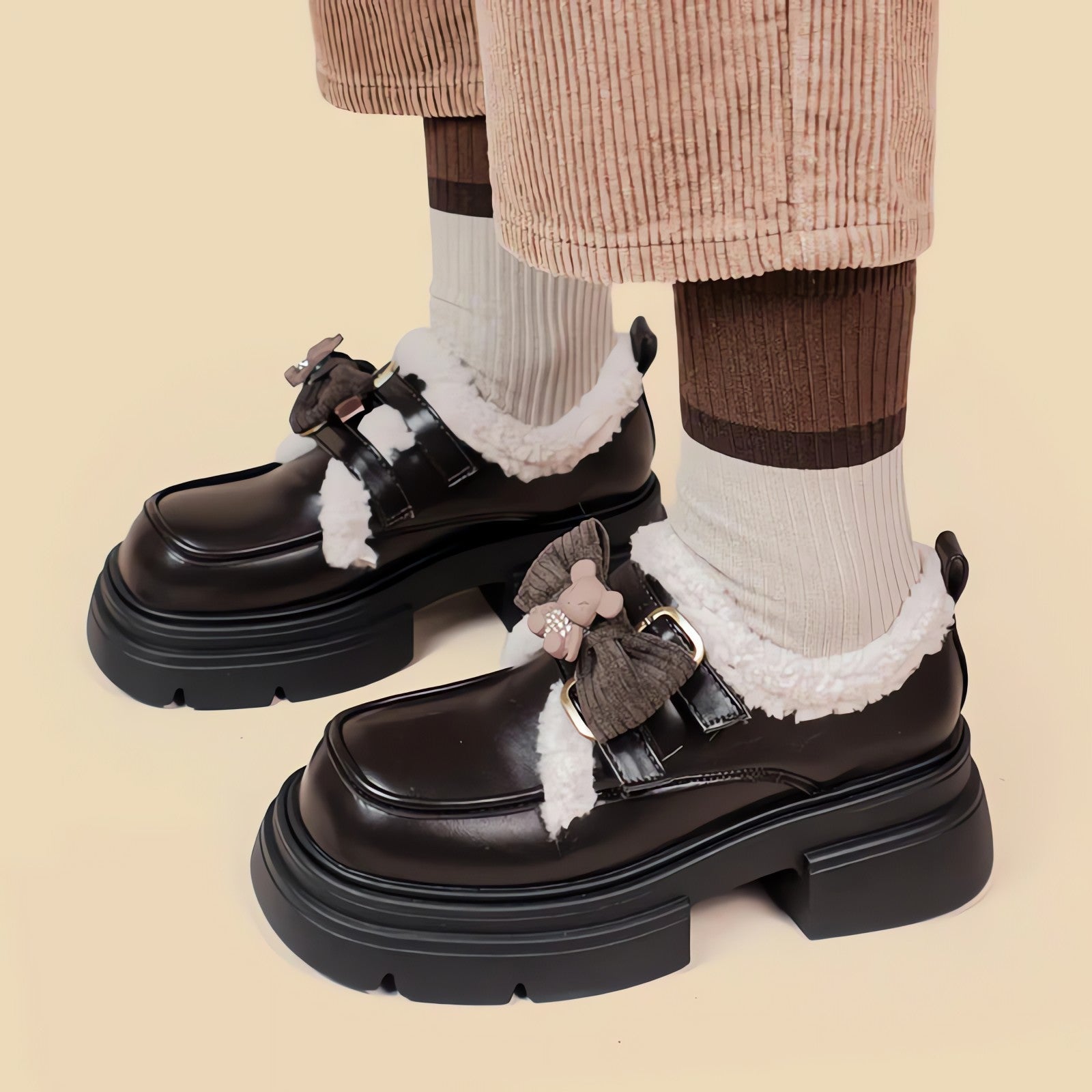 Kawaii Teddy Bear Platform Oxford Shoes - KAYSMAR
