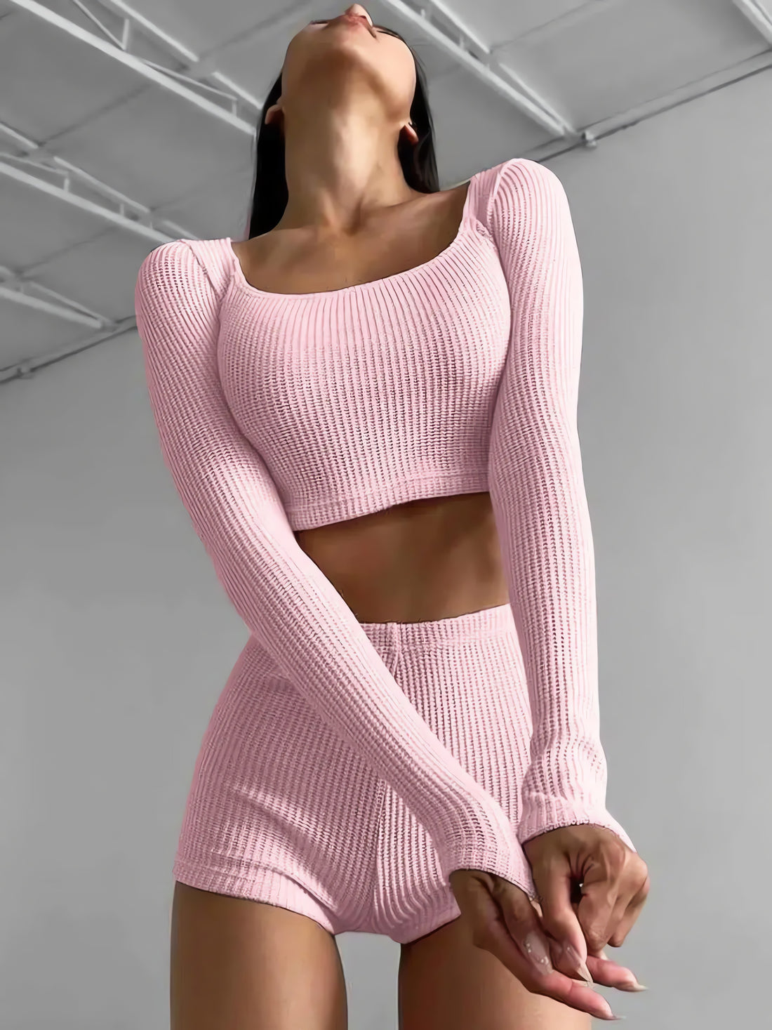 Knitted Crop Top & Shorts Two Piece Set - KAYSMAR