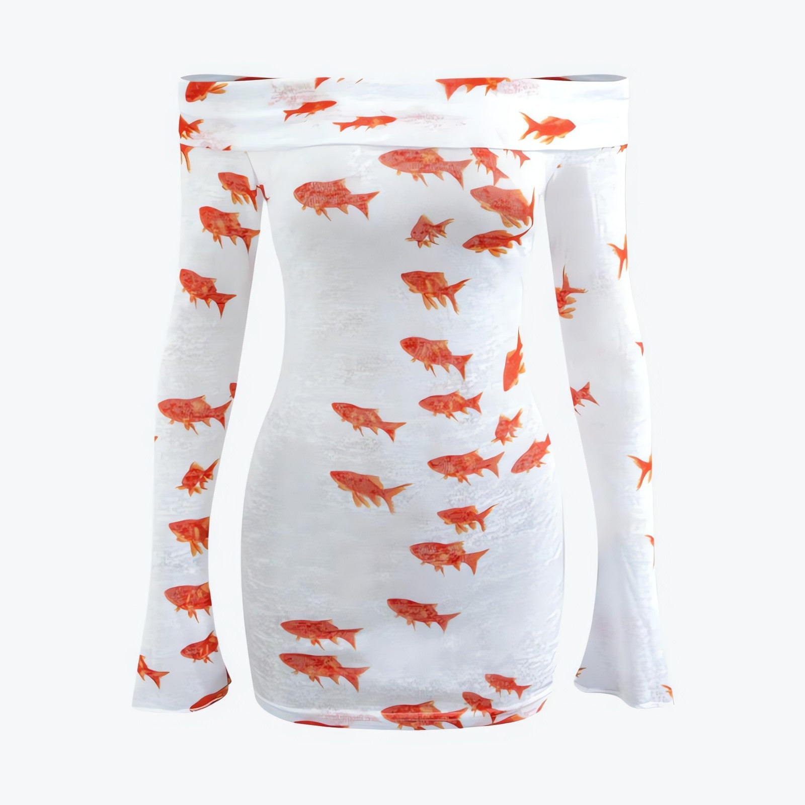 Koi Fish Printed Mesh Mini Dress - KAYSMAR