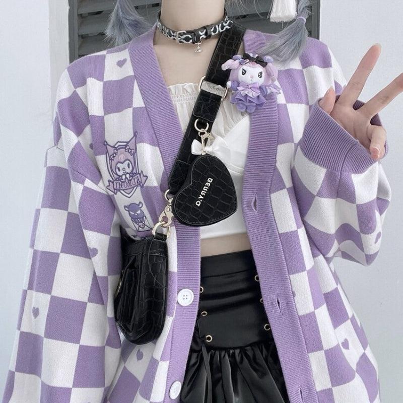 Kuromi Buttoned Purple Cardigan - KAYSMAR