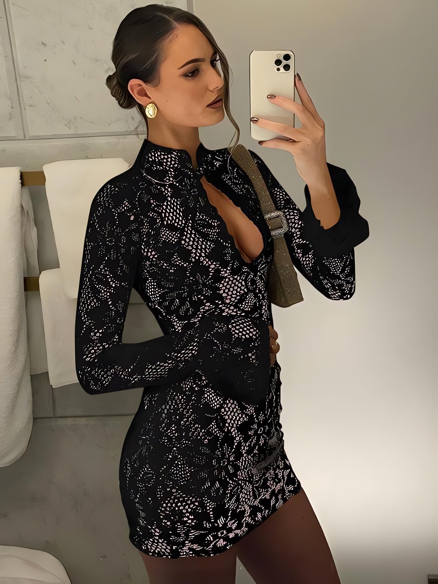 Lace Cut Out Mini Dress