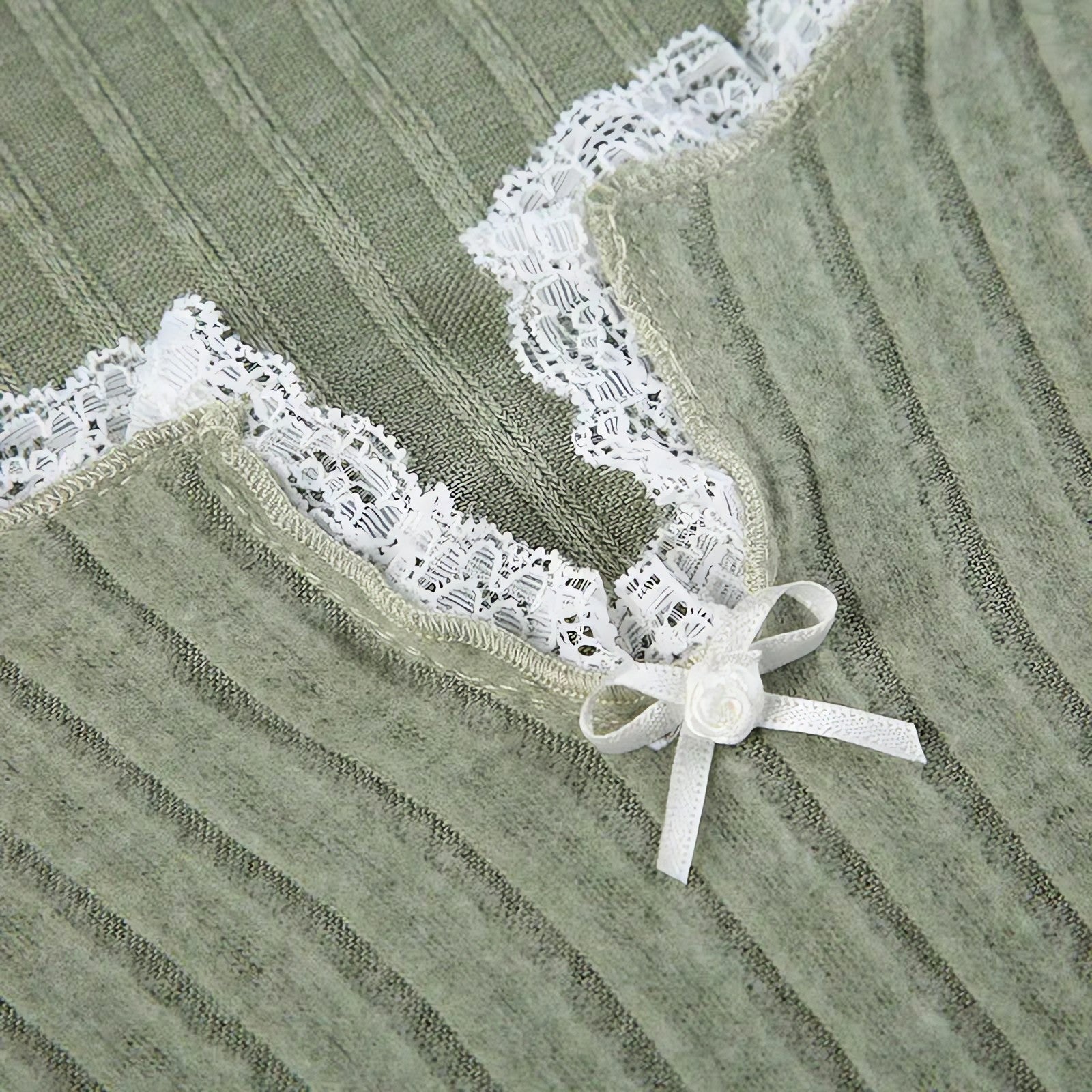 Lace Trim Slit Plush Top - KAYSMAR