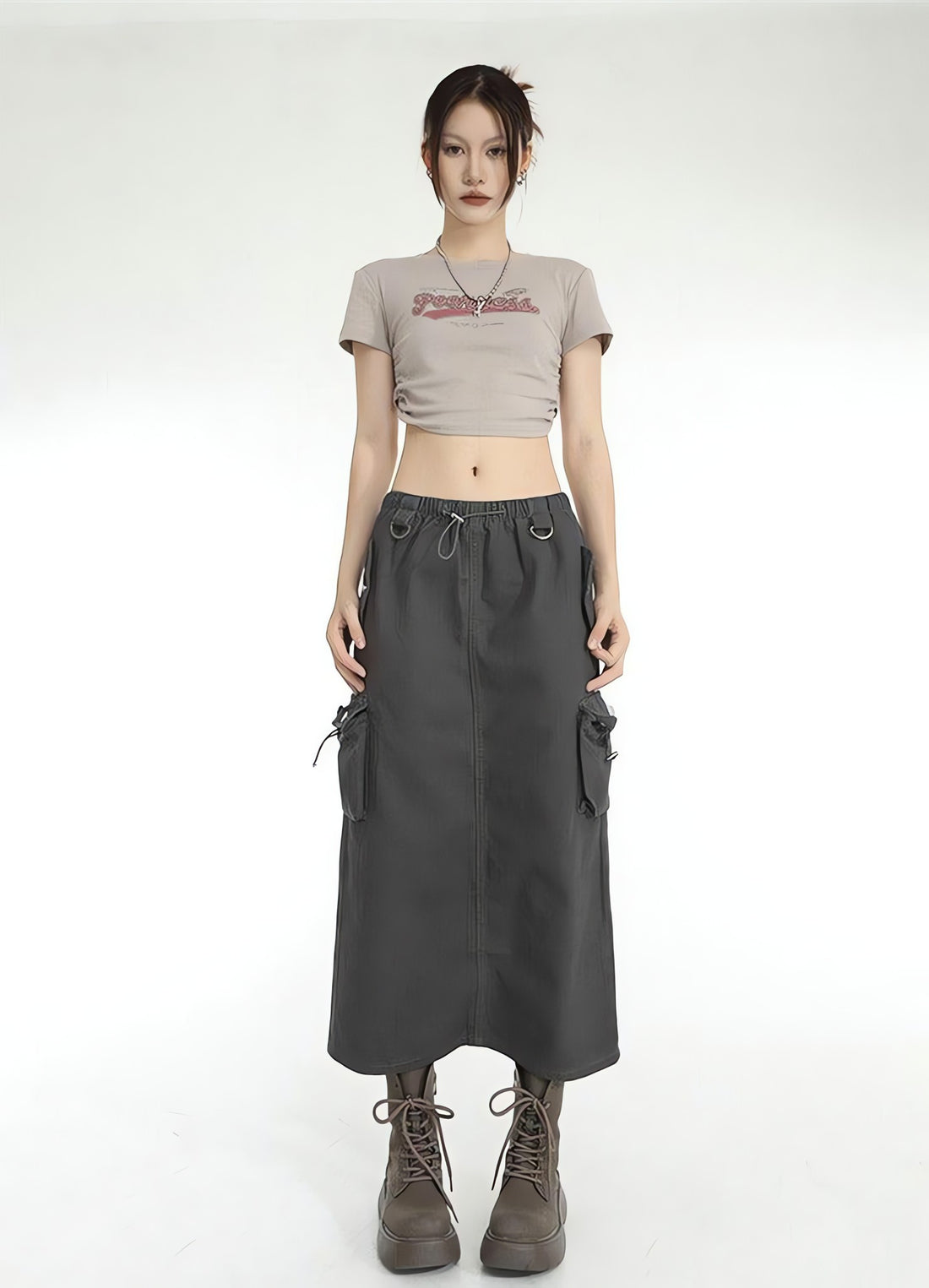 Low Rise Parachute Maxi Skirt - KAYSMAR