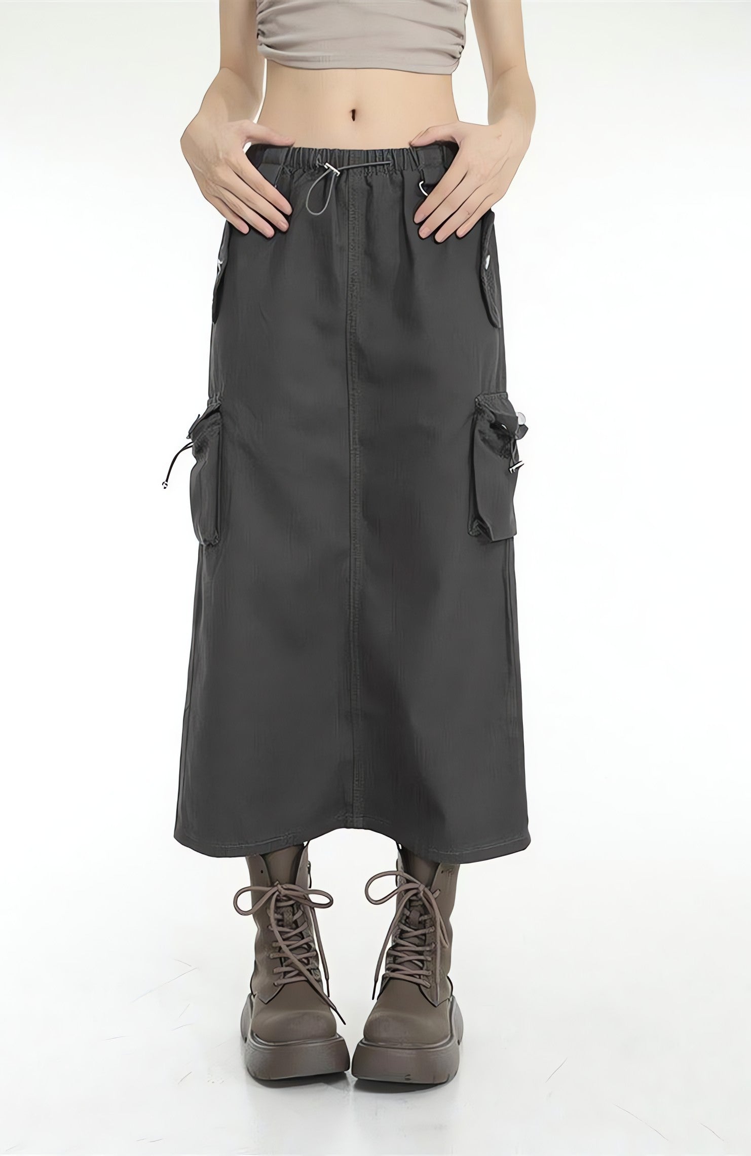 Low Rise Parachute Maxi Skirt - KAYSMAR