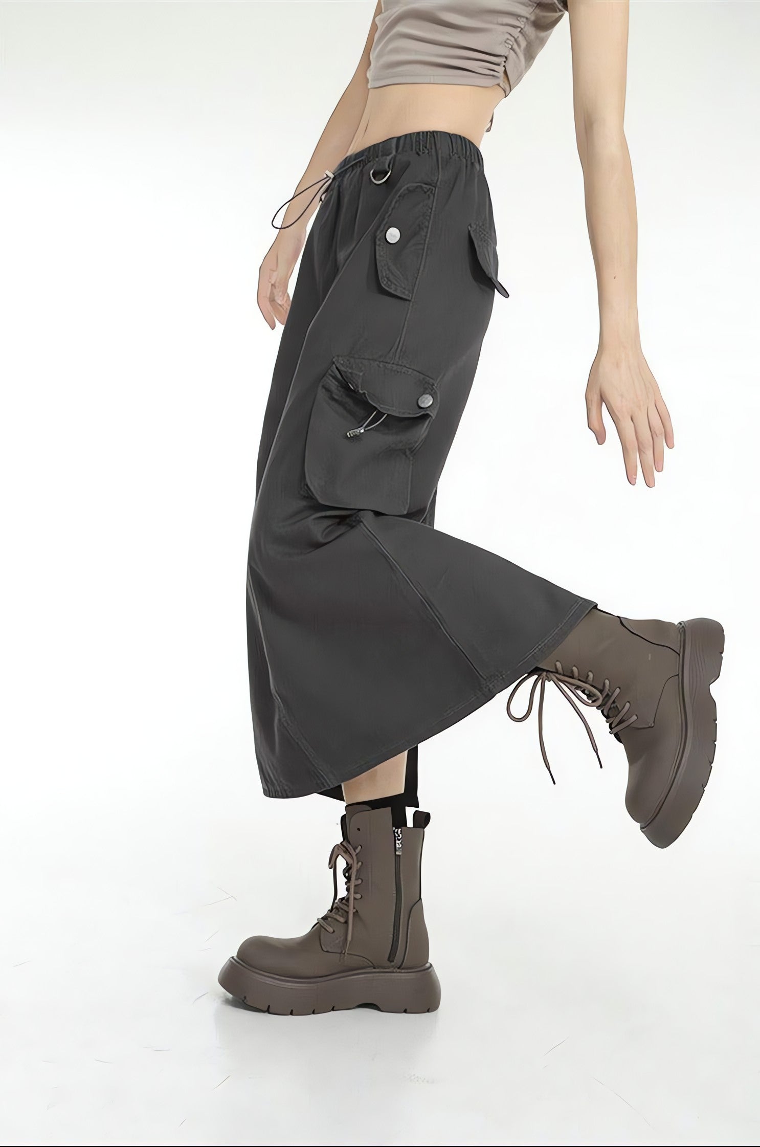 Low Rise Parachute Maxi Skirt - KAYSMAR