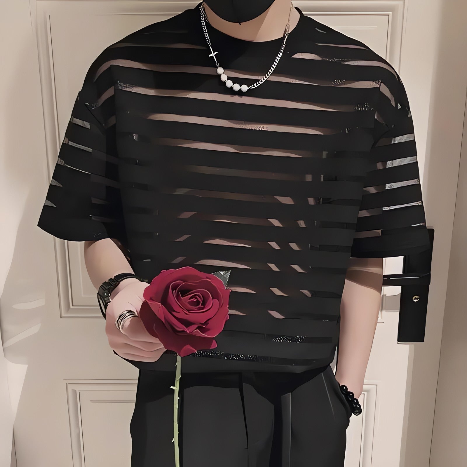 Mesh Striped Sheer Top - KAYSMAR