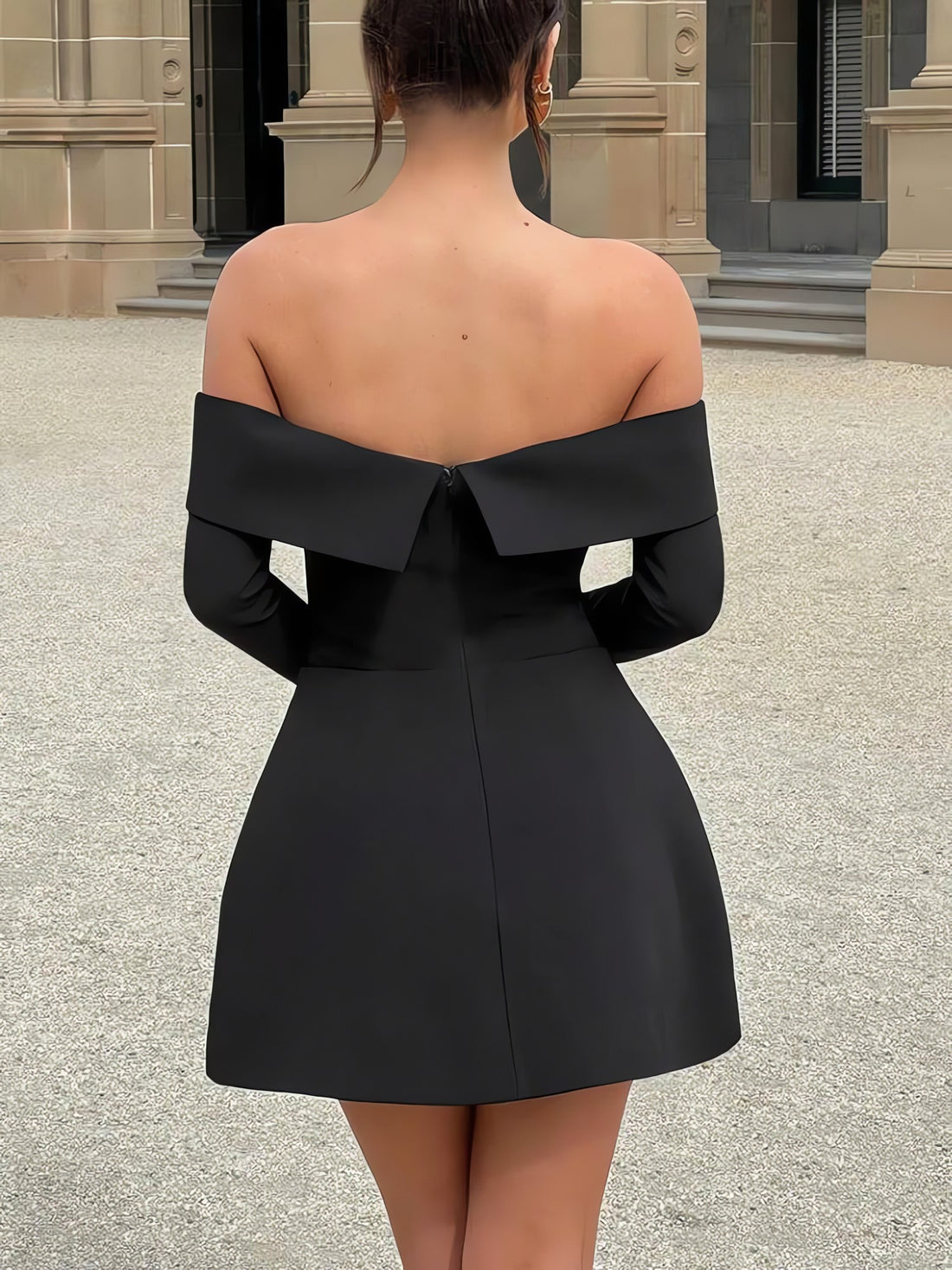Off Shoulder A-Line Mini Dress - KAYSMAR