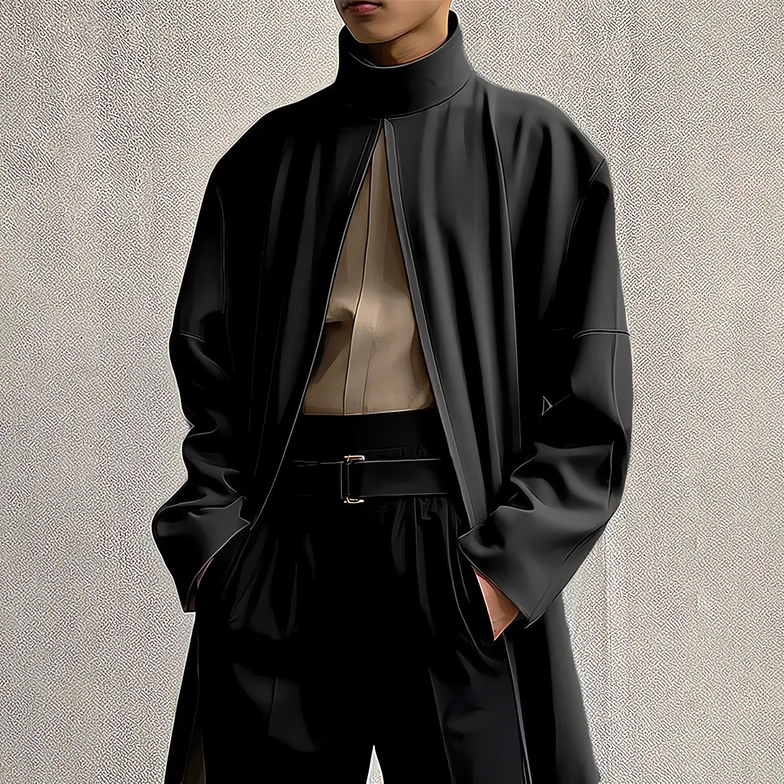 Open Front High Neck Jacket - KAYSMAR