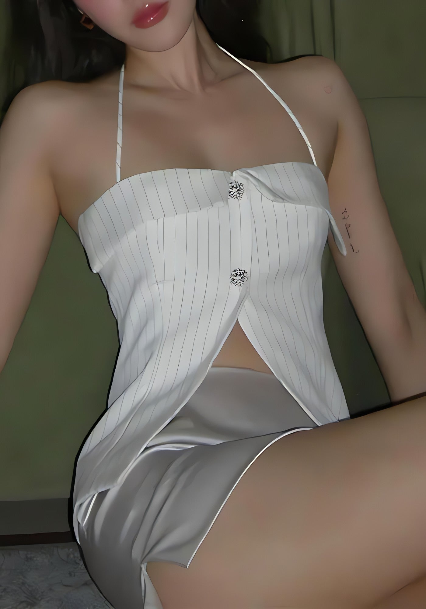 Open Front Striped Shirt Top - KAYSMAR