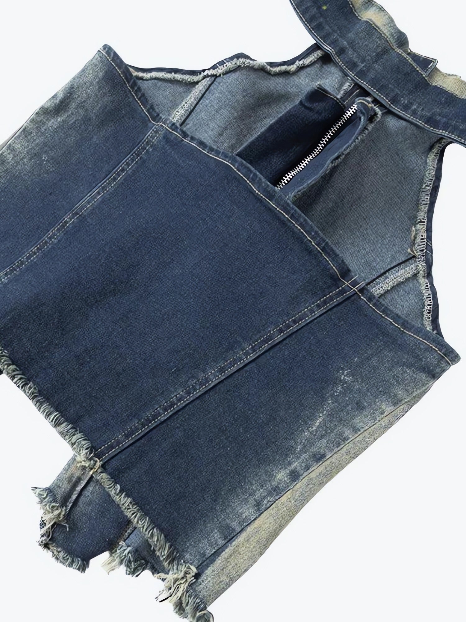 Open Front Zip-Up Denim Top - KAYSMAR