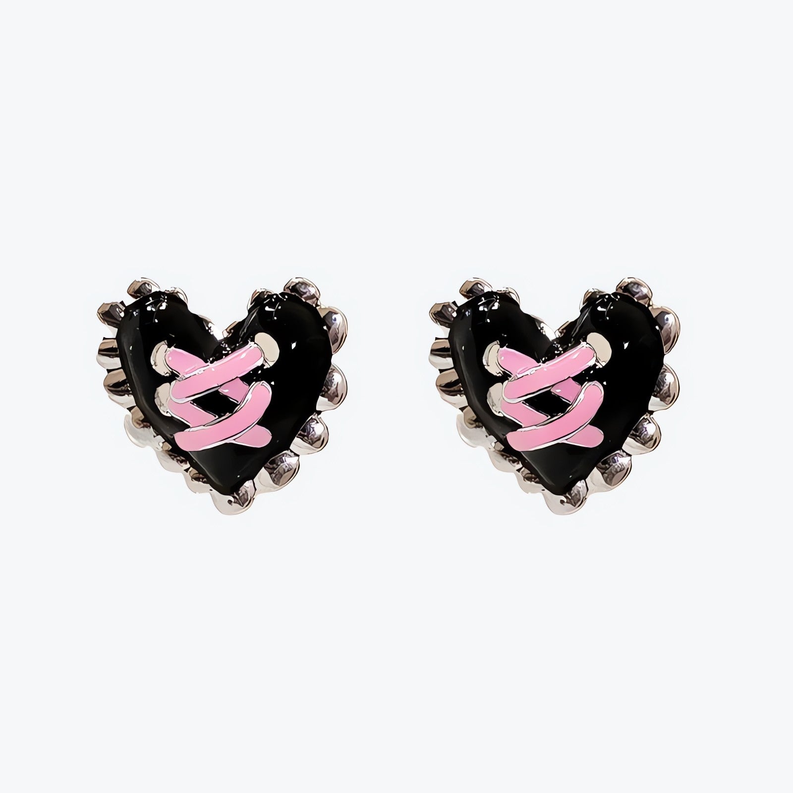 Pastel Goth Corset Heart Earrings - KAYSMAR