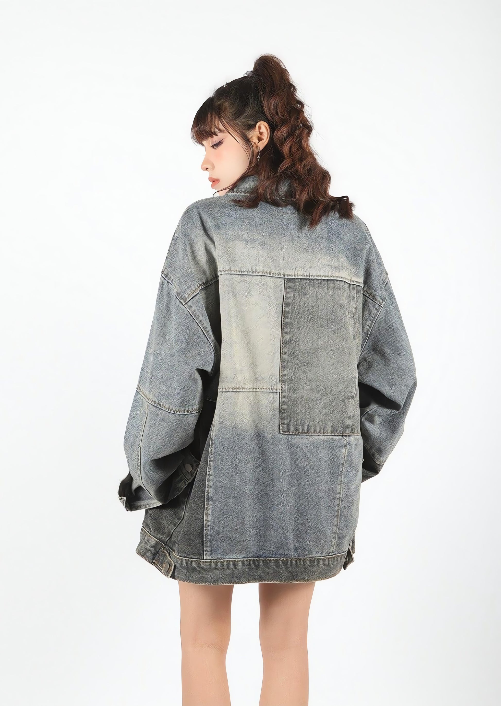 Patchwork Oversized Denim Jacket - KAYSMAR