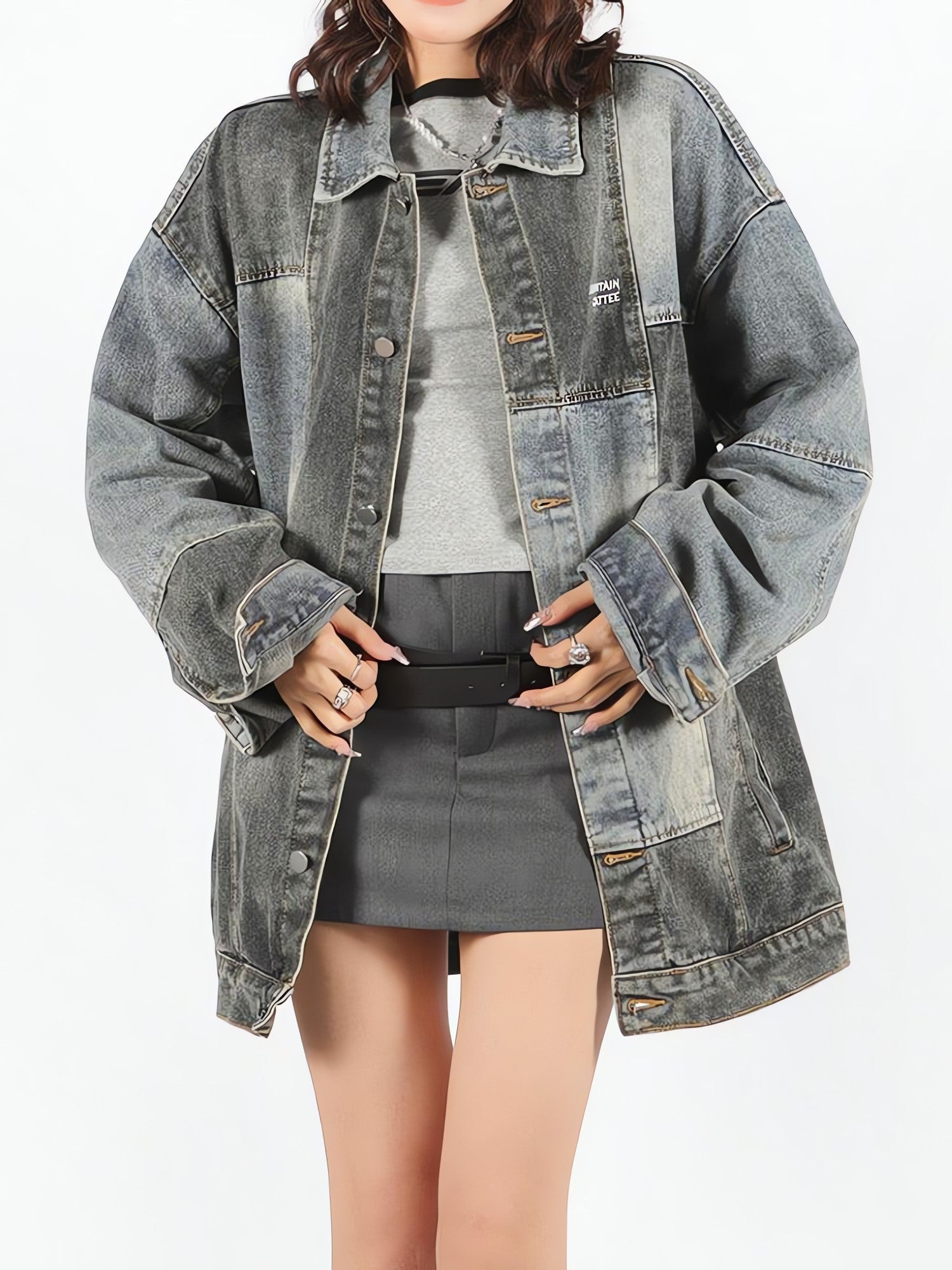 Patchwork Oversized Denim Jacket - KAYSMAR